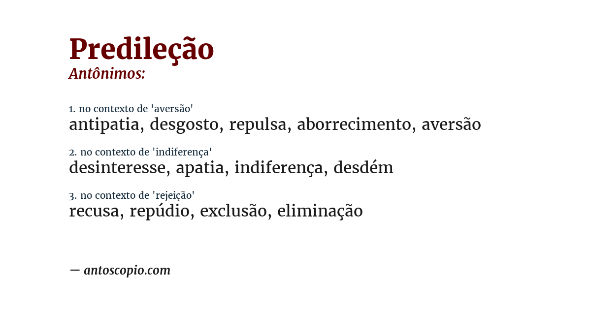 Antônimo de predileção