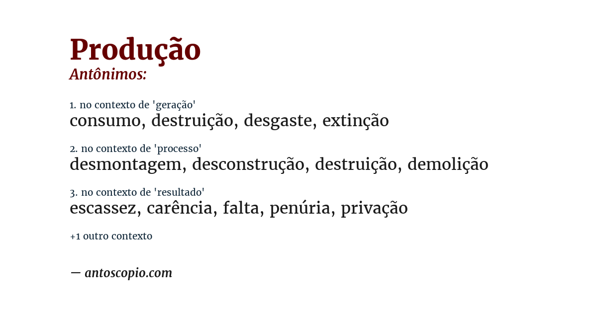 Antônimo de produção
