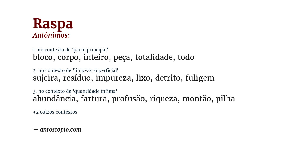 Antônimo de raspa