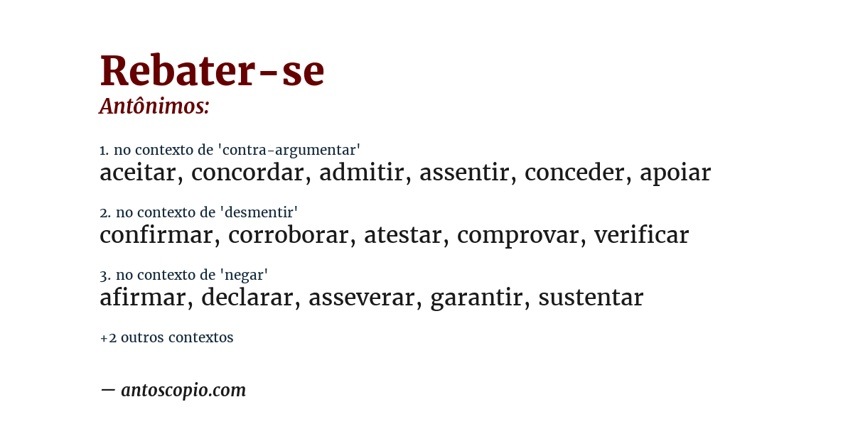 Antônimo de rebater-se