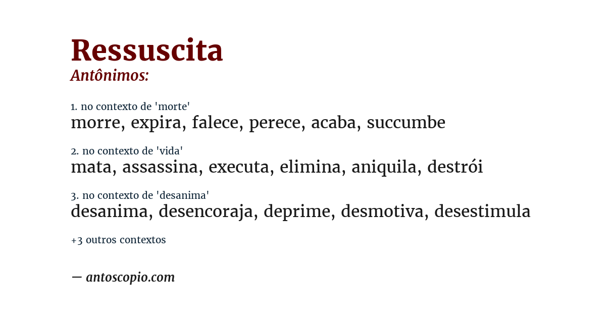 Antônimo de ressuscita
