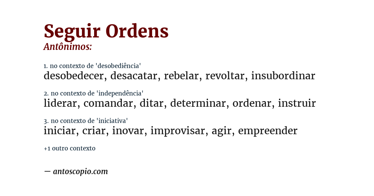 Antônimo de seguir ordens