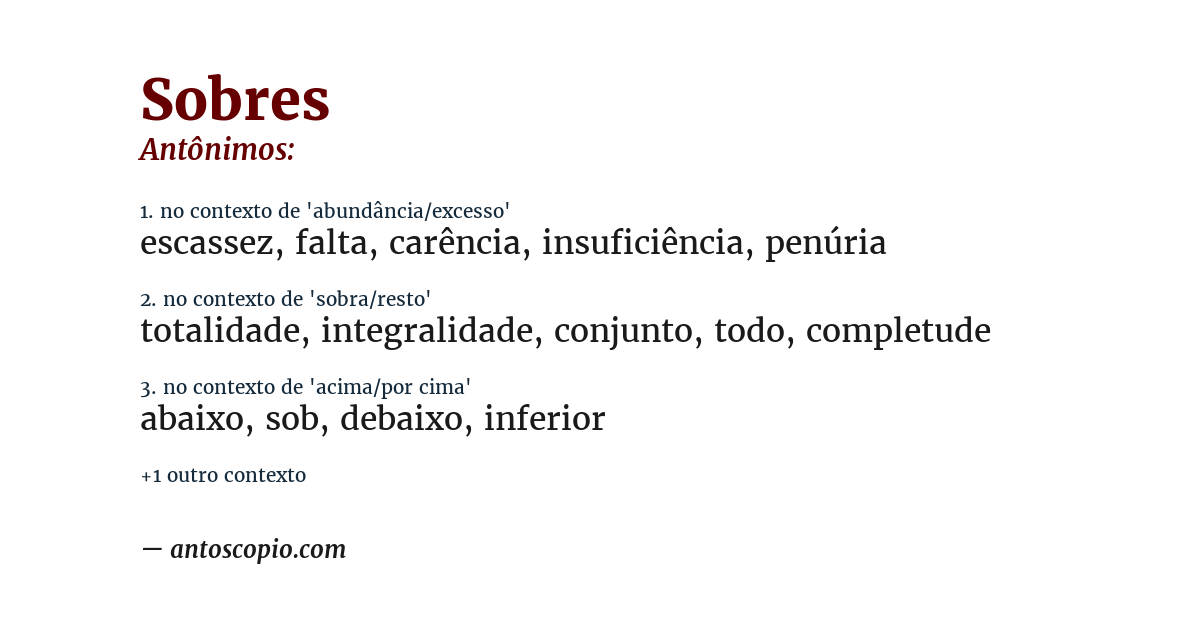 Antônimo de sobres