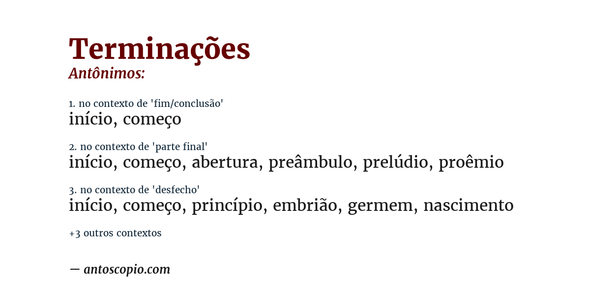 Antônimo de terminações