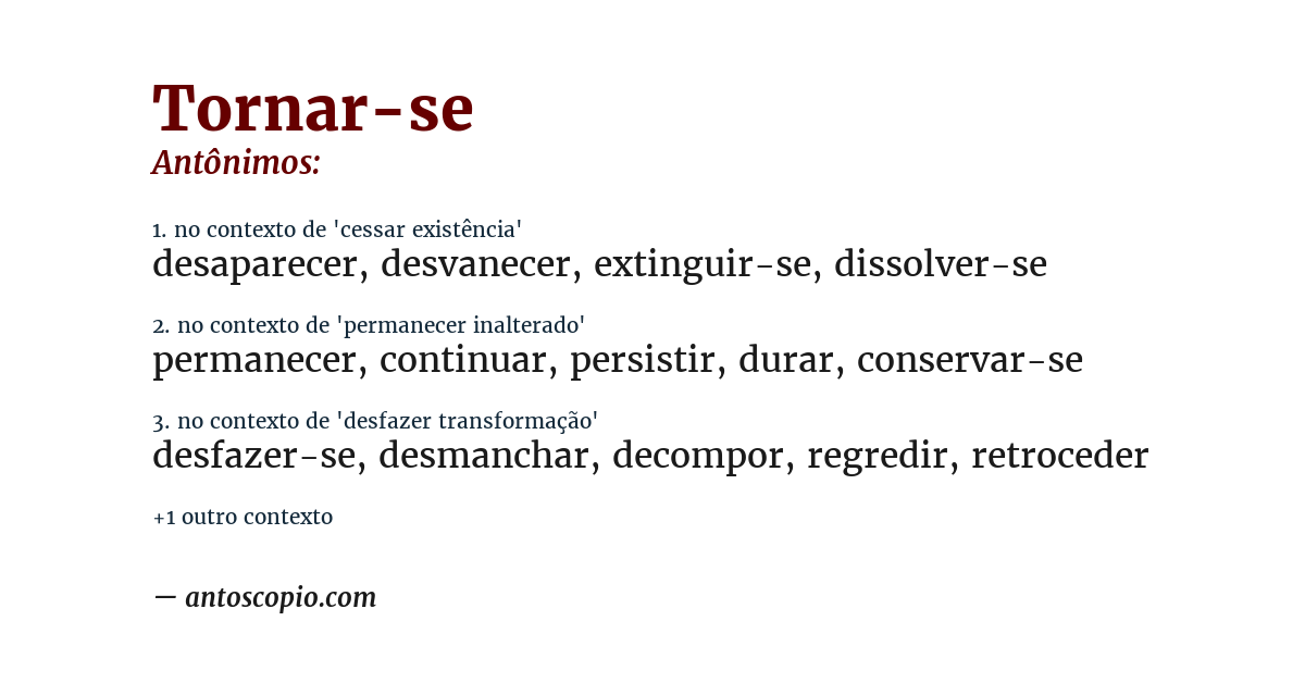 Antônimo de tornar-se