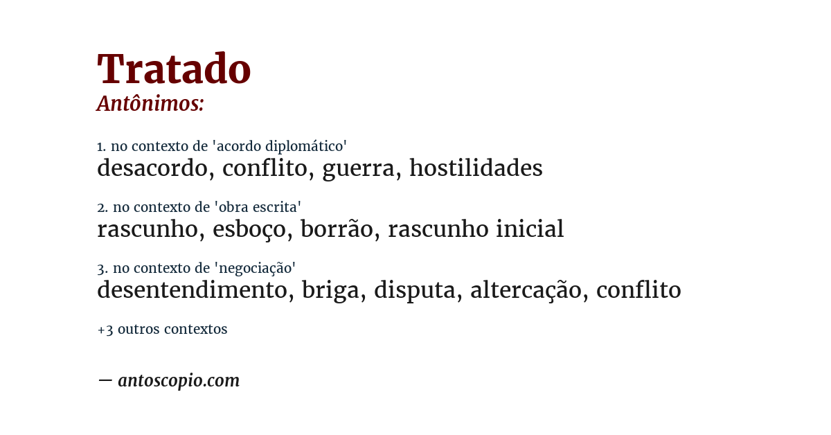 Antônimo de tratado