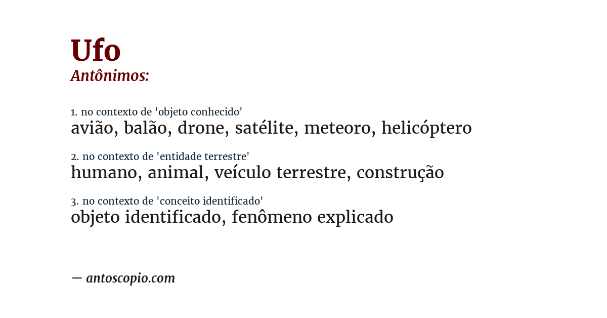 Antônimo de ufo
