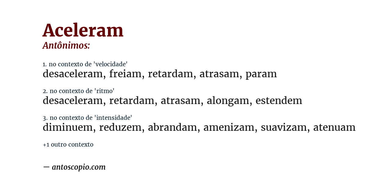 Antônimo de aceleram