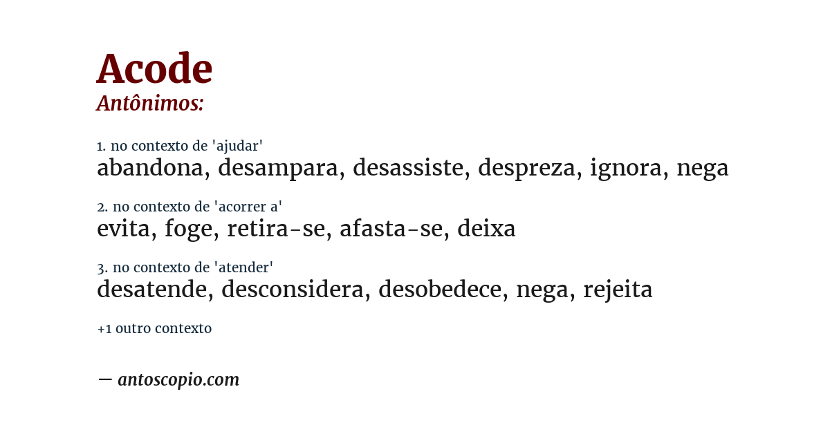 Antônimo de acode