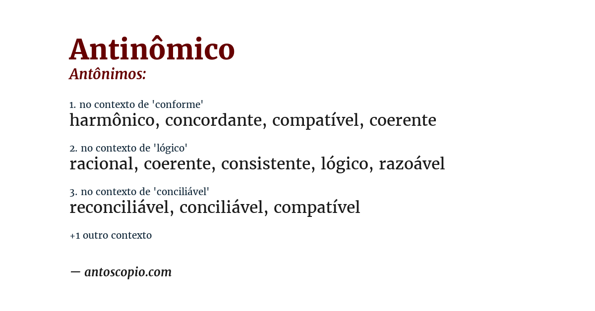 Antônimo de antinômico