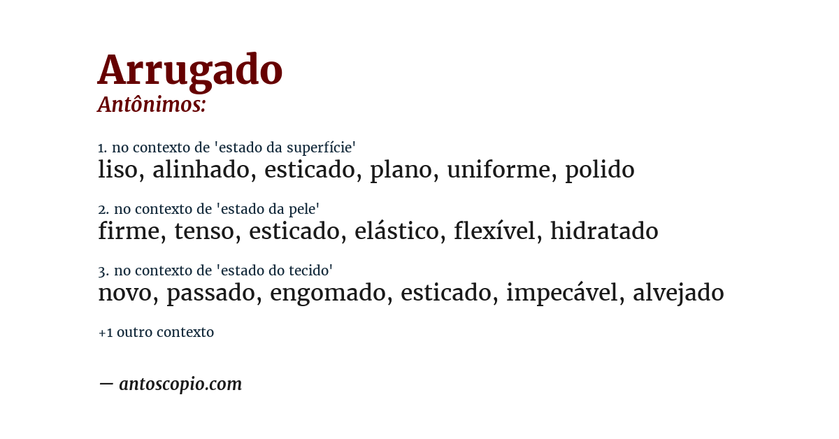 Antônimo de arrugado