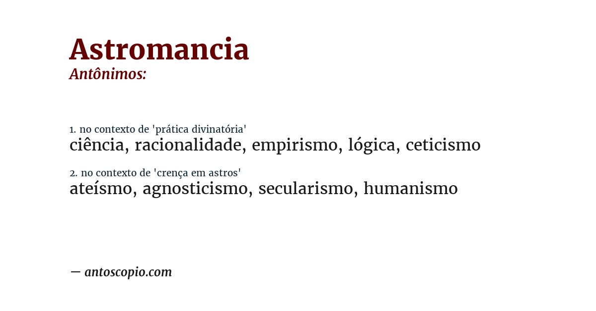 Antônimo de astromancia
