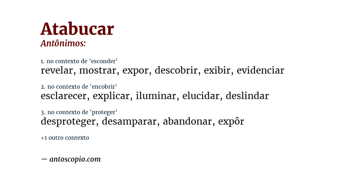 Antônimo de atabucar