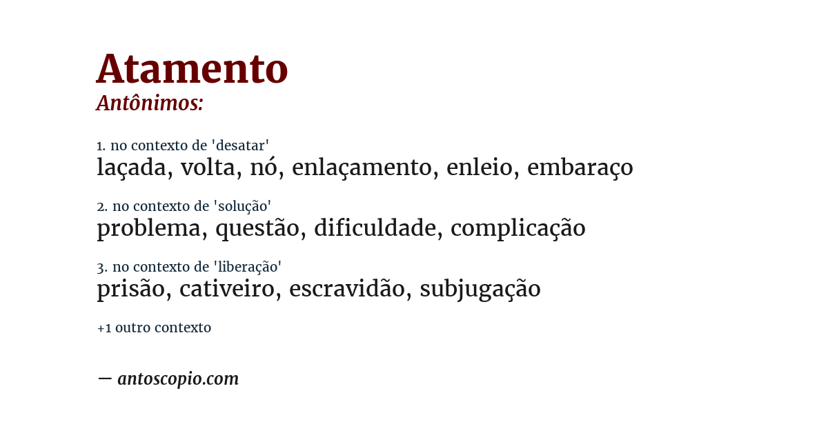 Antônimo de atamento