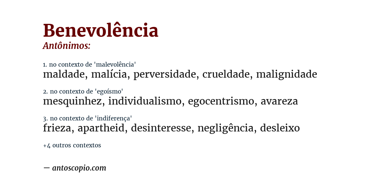 Antônimo de benevolência