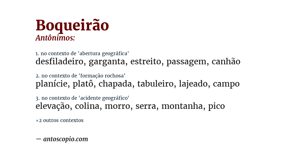 Antônimo de boqueirão