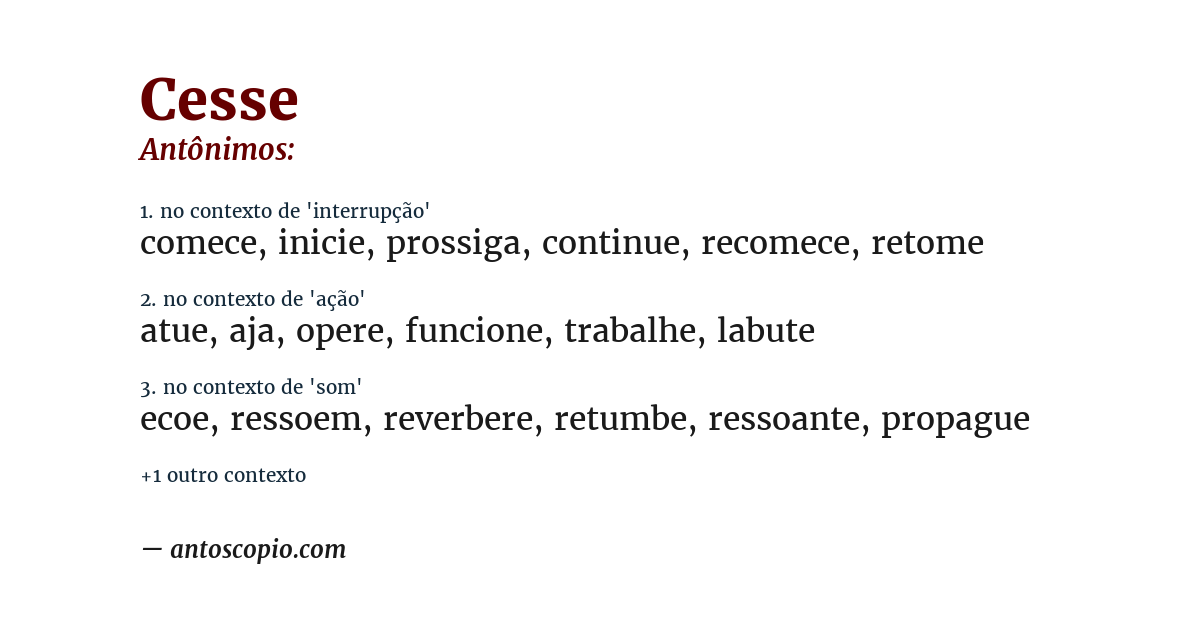 Antônimo de cesse