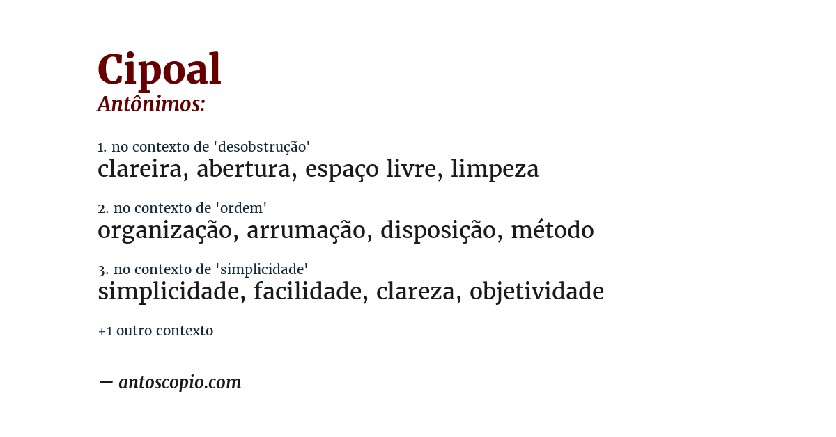 Antônimo de cipoal