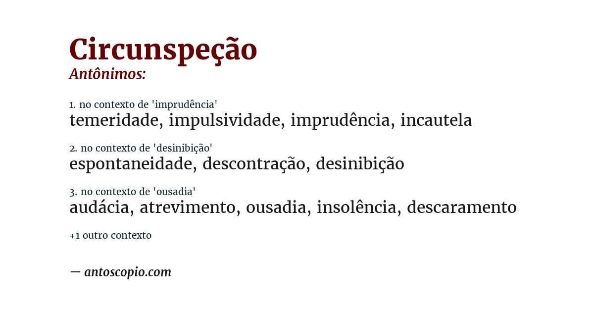 Antônimo de circunspeção