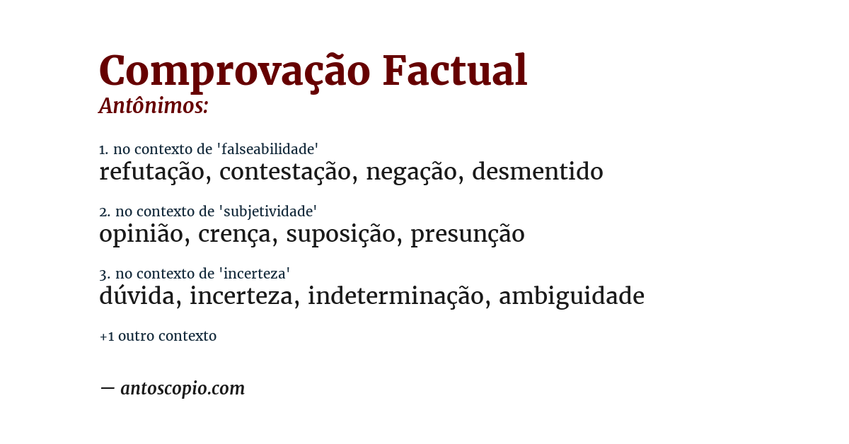 Antônimo de comprovação factual