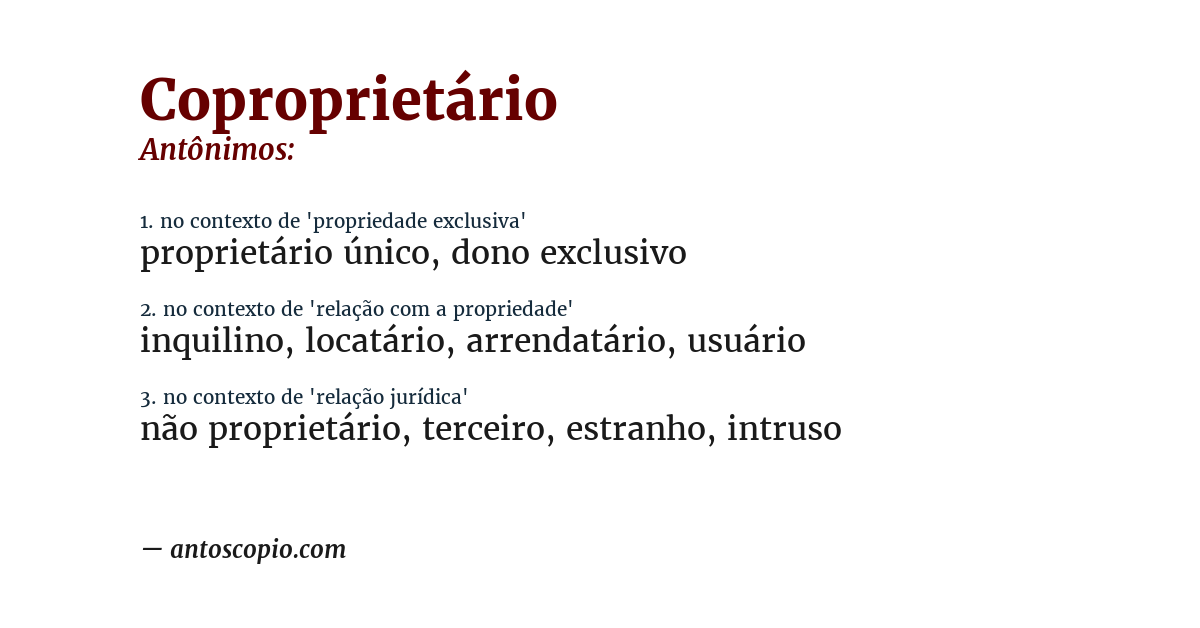 Antônimo de coproprietário