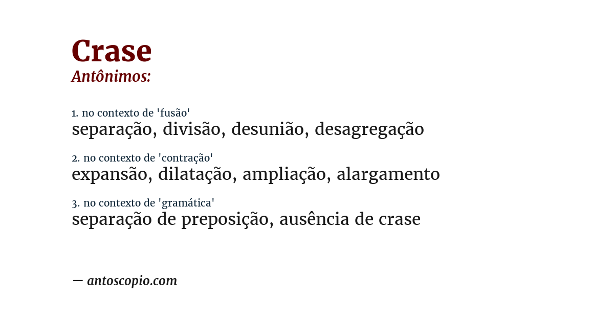 Antônimo de crase