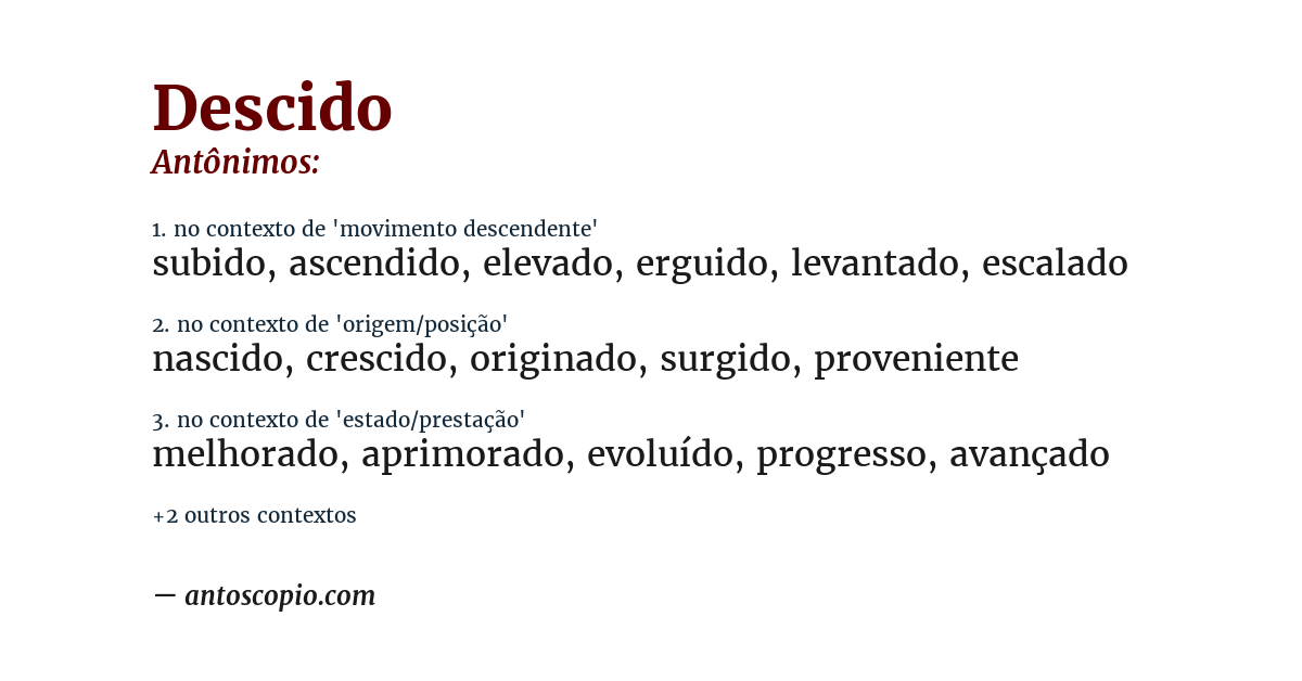 Antônimo de descido