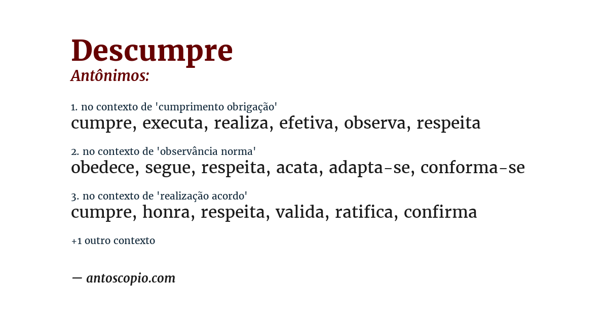 Antônimo de descumpre