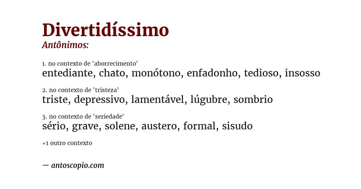 Antônimo de divertidíssimo