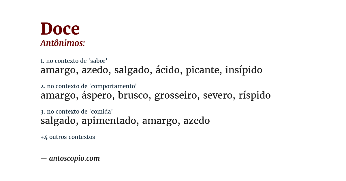Antônimo de doce