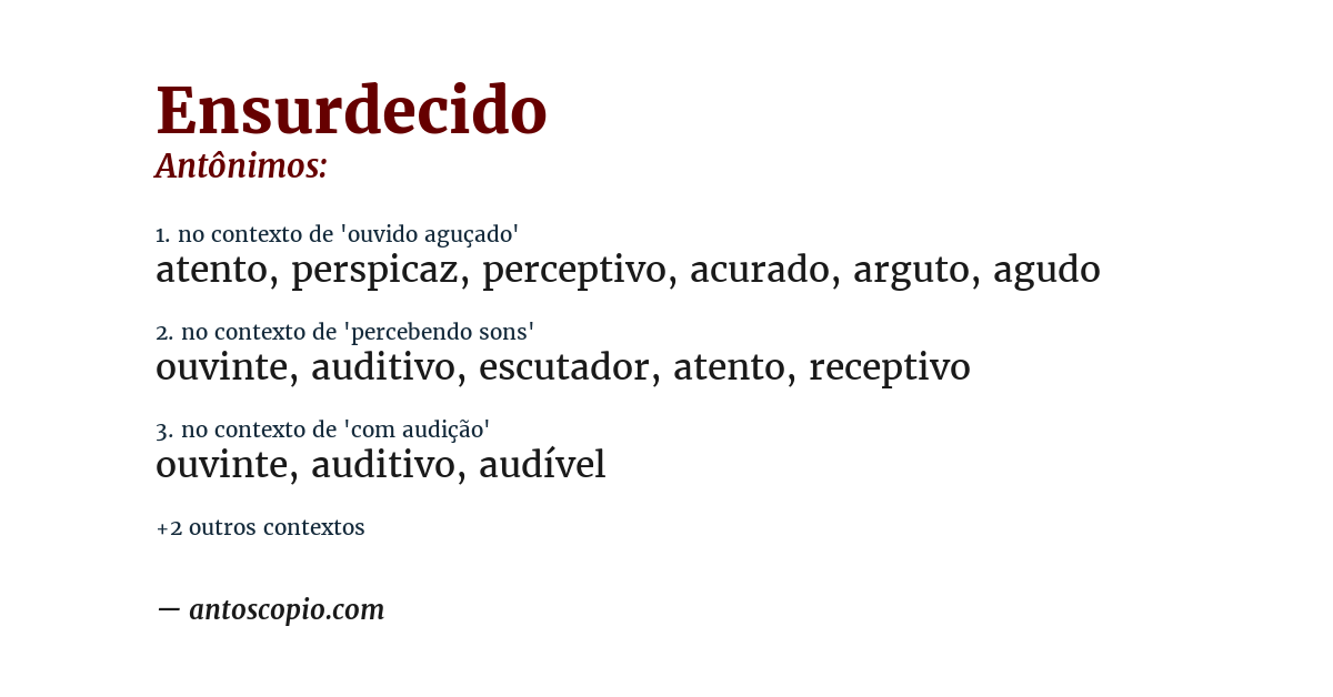 Antônimo de ensurdecido