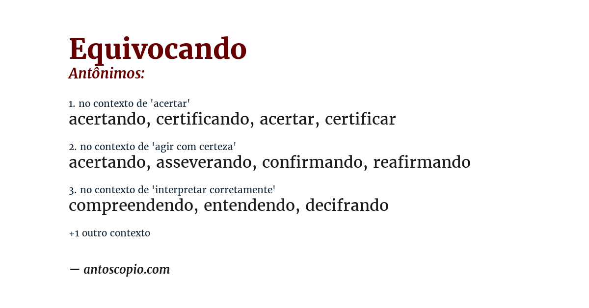 Antônimo de equivocando