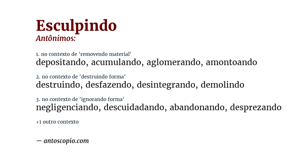 Antônimo de esculpindo