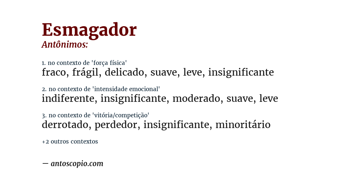 Antônimo de esmagador