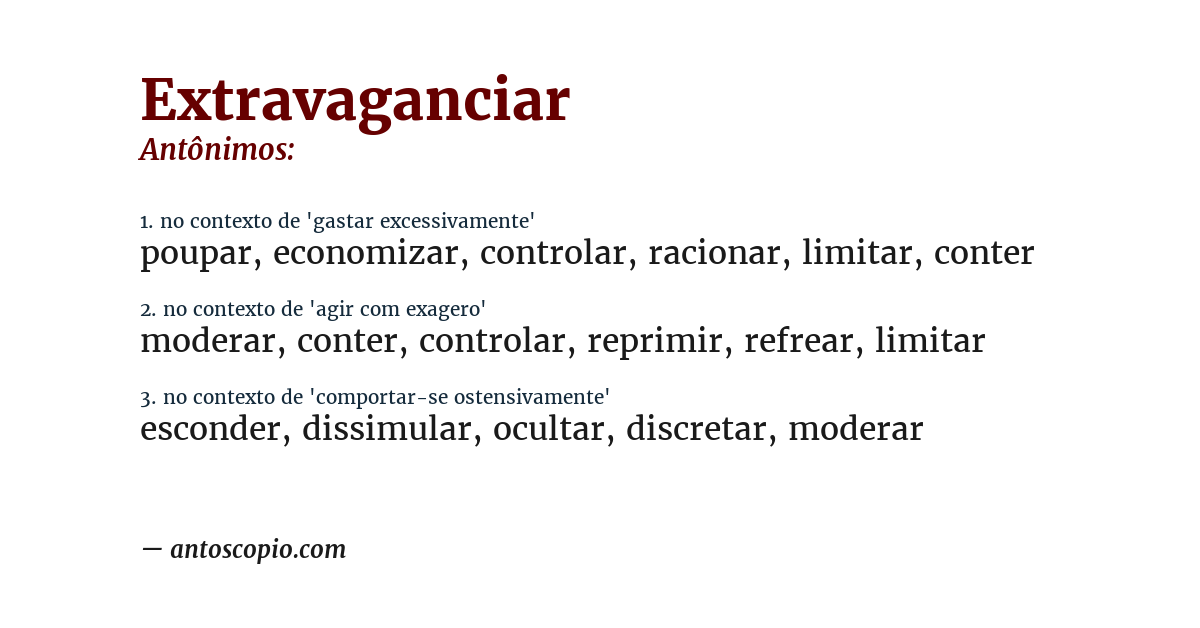 Antônimo de extravaganciar
