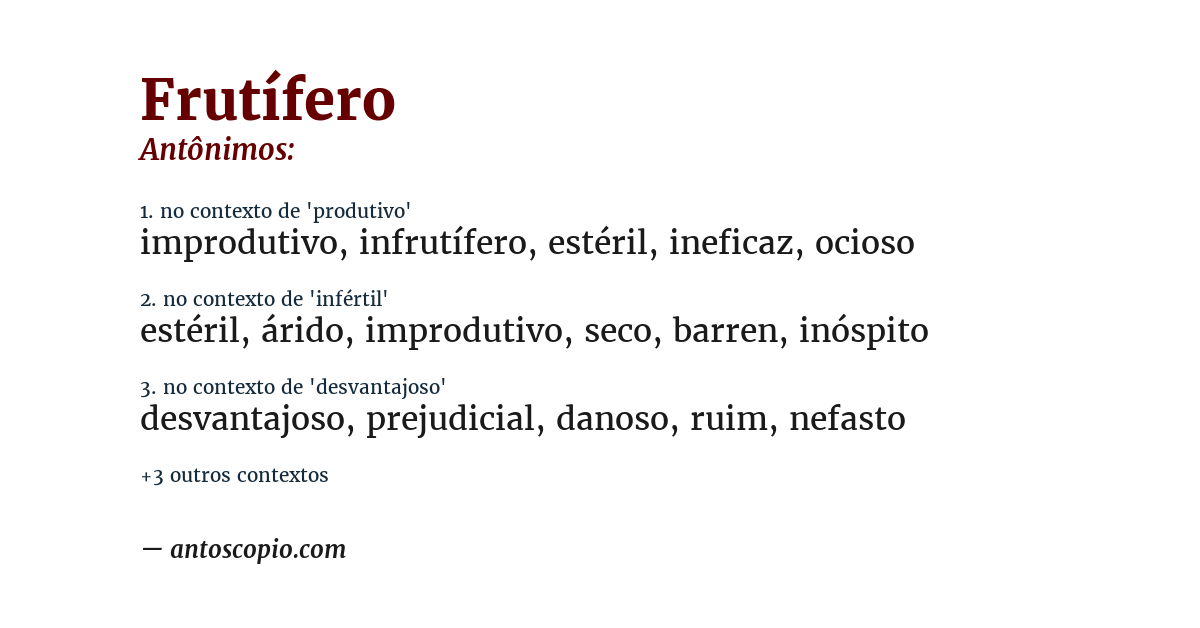 Antônimo de frutífero