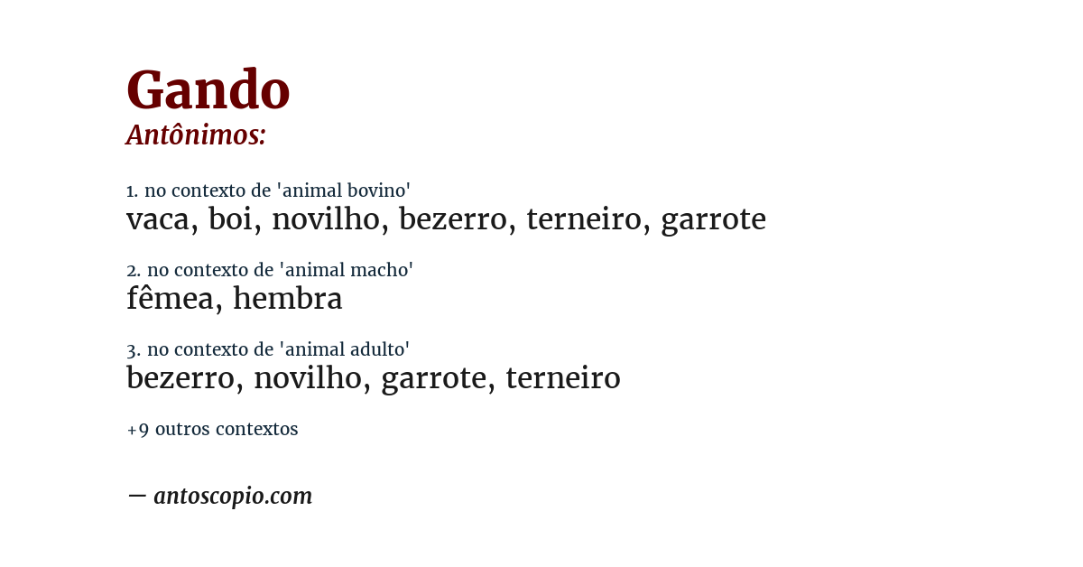 Antônimo de gando