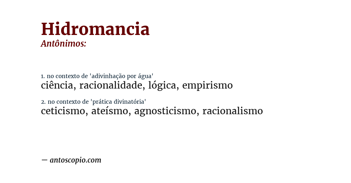 Antônimo de hidromancia