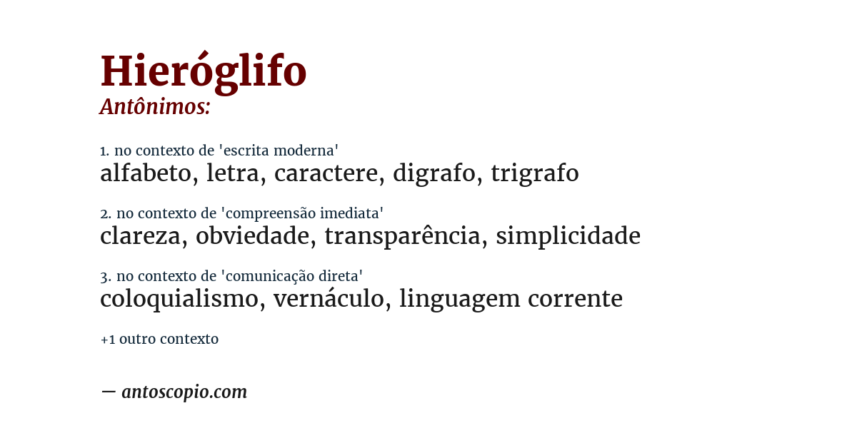 Antônimo de hieróglifo