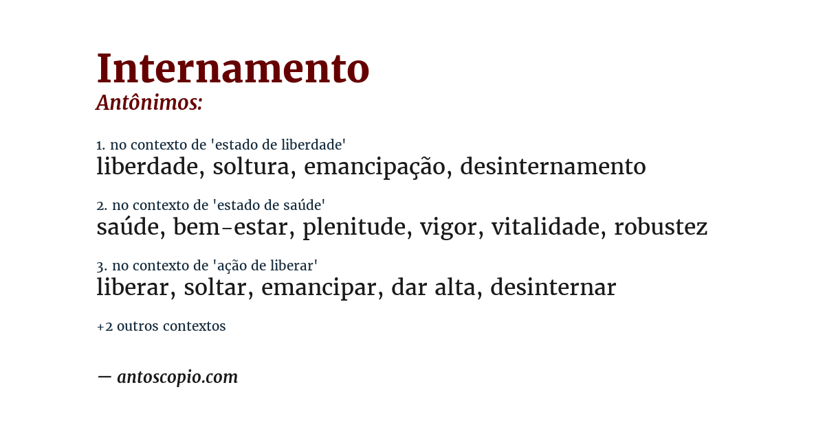 Antônimo de internamento