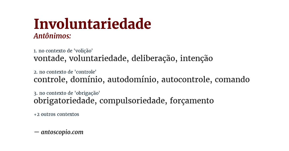 Antônimo de involuntariedade