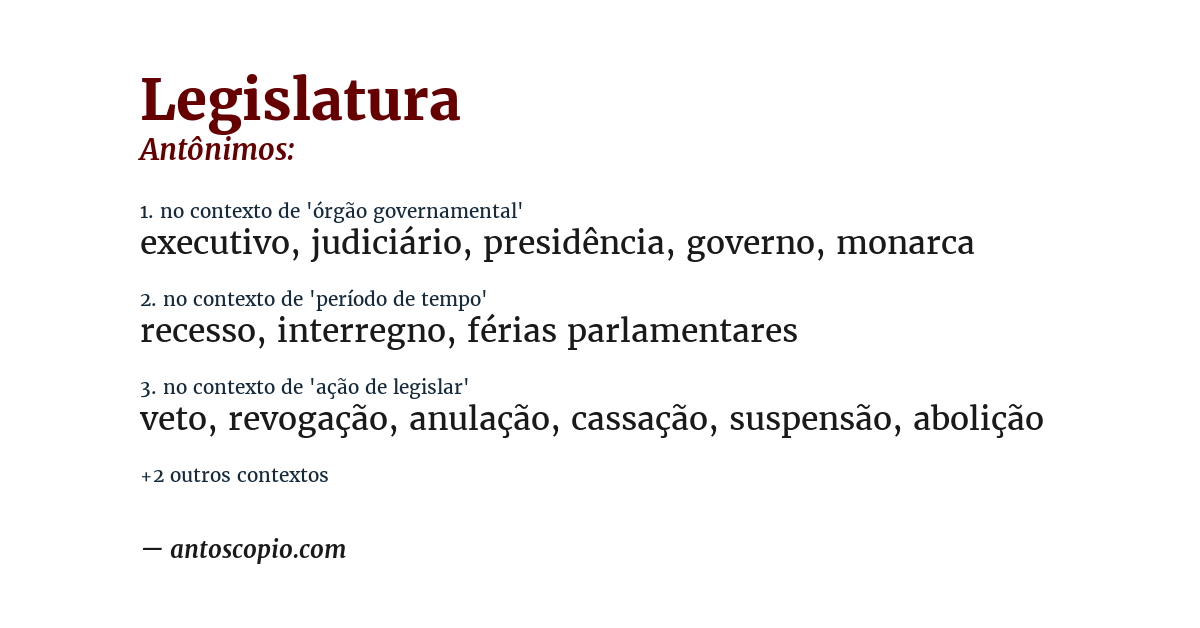 Antônimo de legislatura
