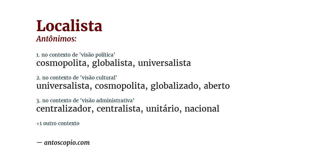 Antônimo de localista