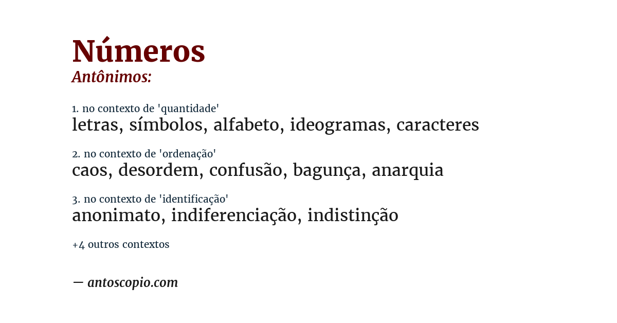 Antônimo de números