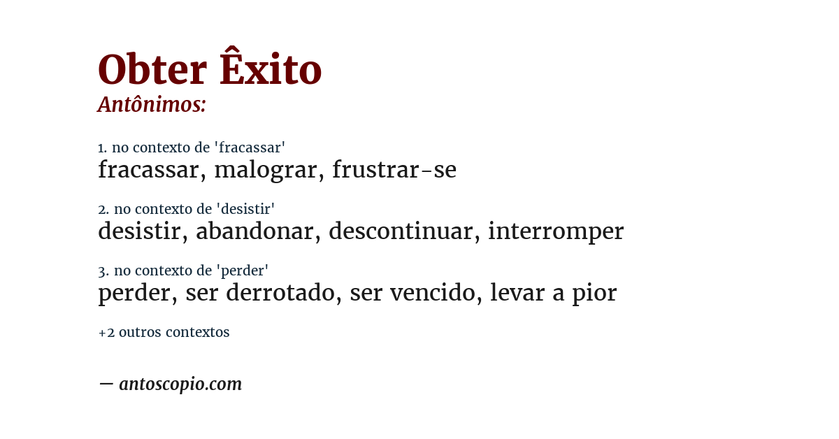 Antônimo de obter êxito