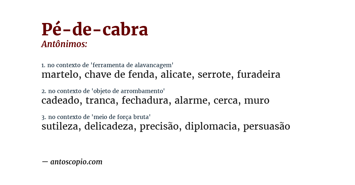 Antônimo de pé-de-cabra