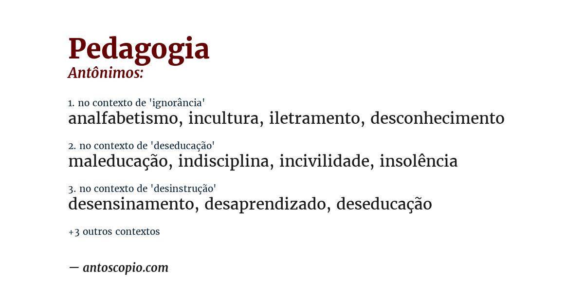 Antônimo de pedagogia