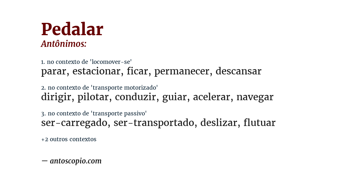 Antônimo de pedalar