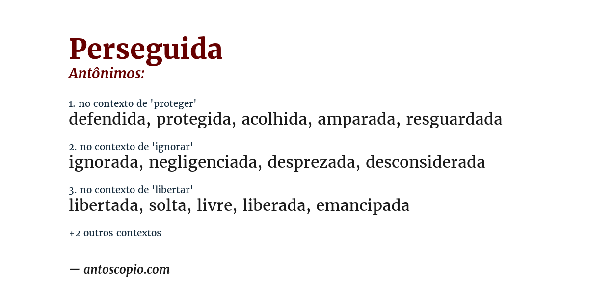 Antônimo de perseguida