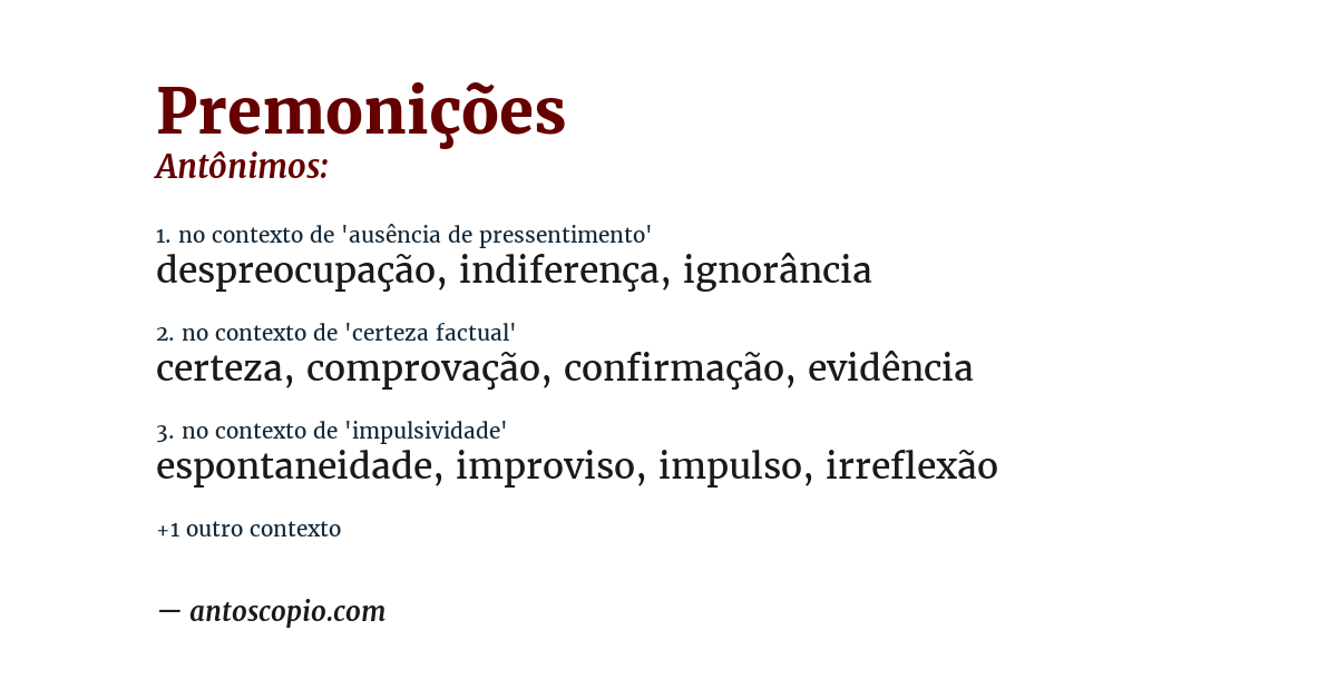 Antônimo de premonições